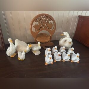 Vintage Geese Decorative set + Wooden